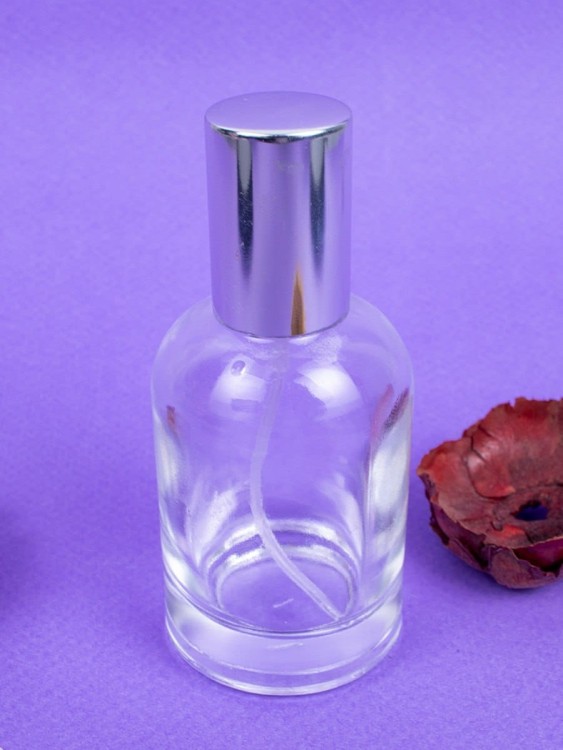 Флаконы 30мл стекло спрей серебро круглый