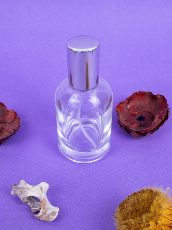 Флаконы 30мл стекло спрей серебро круглый