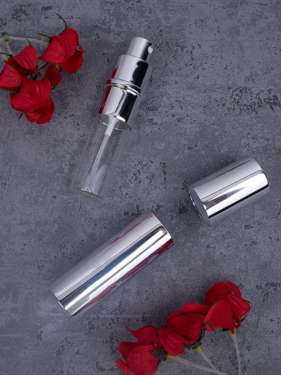 Атомайзер 5 мл металл серебро глянец зеркальный 