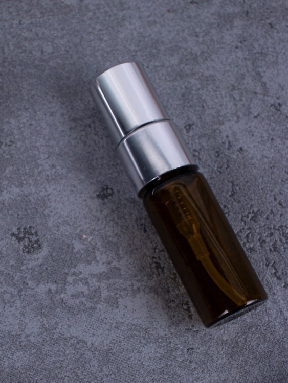 Атомайзер 3мл ТЕМНОЕ СТЕКЛО металлический спрей серебро  