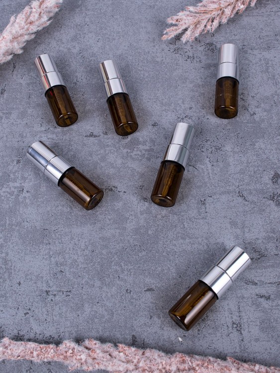 Атомайзер 2мл ТЕМНОЕ СТЕКЛО металический спрей серебро 