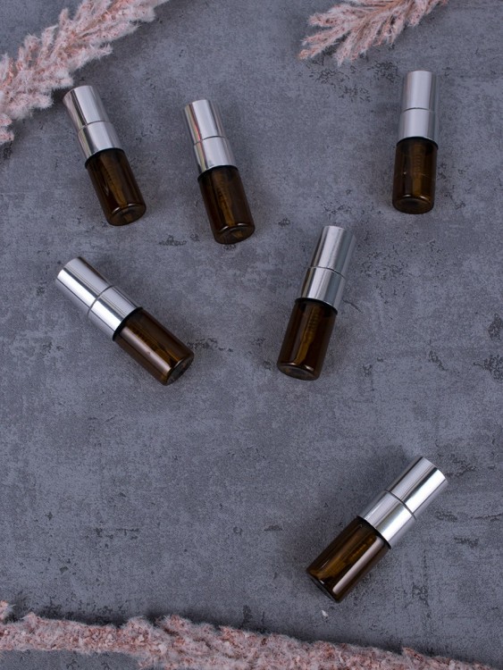 Атомайзер 2мл ТЕМНОЕ СТЕКЛО металический спрей серебро 