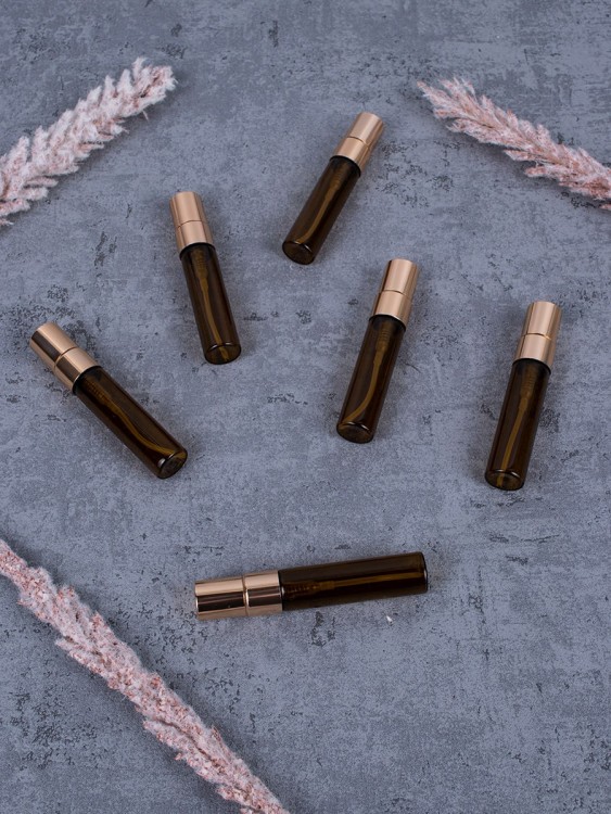 Атомайзер 5мл ТЕМНОЕ СТЕКЛО МЕТАЛИЧЕСКИЙ спрей ЗОЛОТО