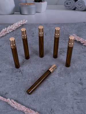 Атомайзер 10мл ТЕМНОЕ СТЕКЛО металлические крышки ЗОЛОТО спрей  