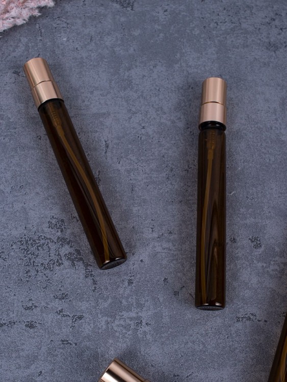 Атомайзер 10мл ТЕМНОЕ СТЕКЛО металлические крышки ЗОЛОТО спрей  