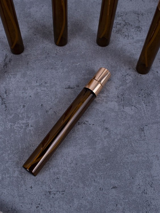 Атомайзер 10мл ТЕМНОЕ СТЕКЛО металлические крышки ЗОЛОТО спрей  