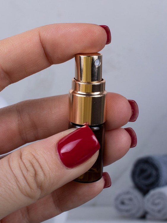 Атомайзер 2мл ТЕМНОЕ СТЕКЛО металический спрей ЗОЛОТО