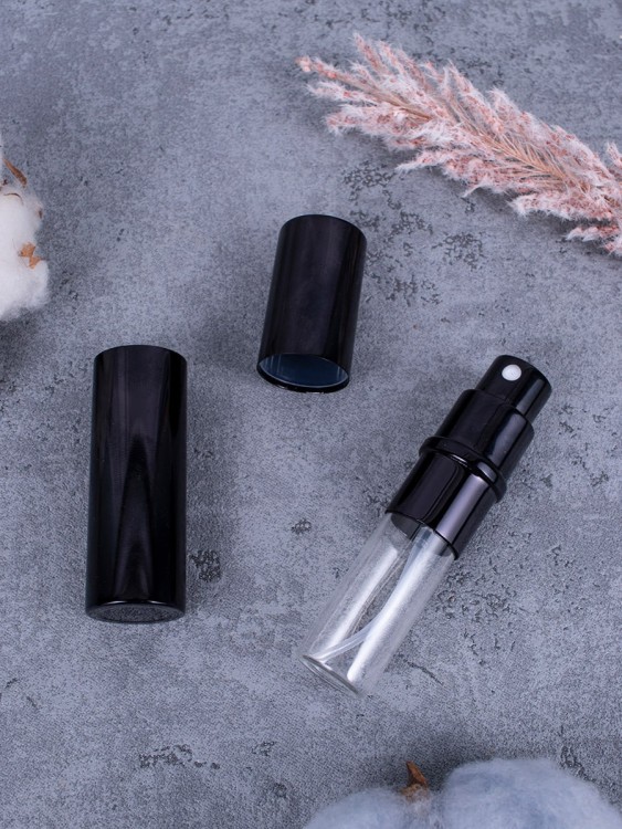 Атомайзер 5 мл металл черный  С ЧЕРНЫМ КОЛЬЦОМ 