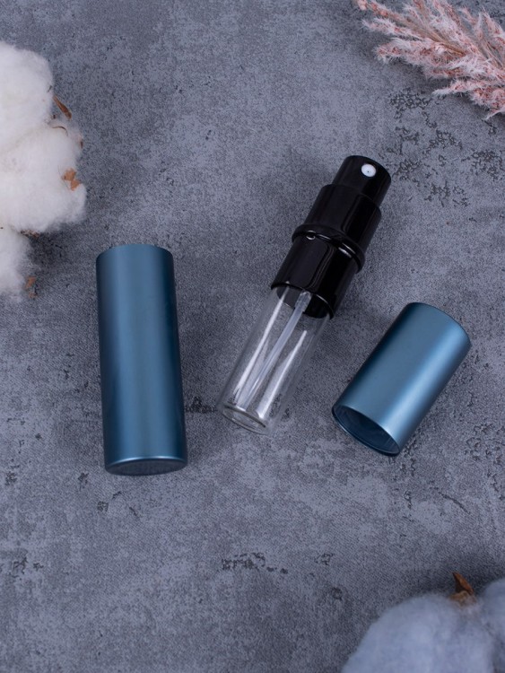 Атомайзер 5 мл металл синий  с ЧЕРНЫМ КОЛЬЦОМ