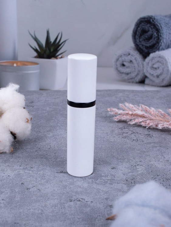 Атомайзер 5 мл металл белый С ЧЕРНЫМ КОЛЬЦОМ