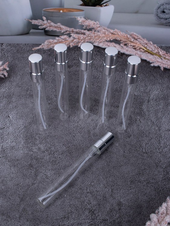 Атомайзер 10мл стекло металлические крышки Серебро спрей 