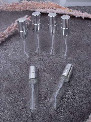 Атомайзер 5мл СТЕКЛО МЕТАЛИЧЕСКИЙ спрей СЕРЕБРО 