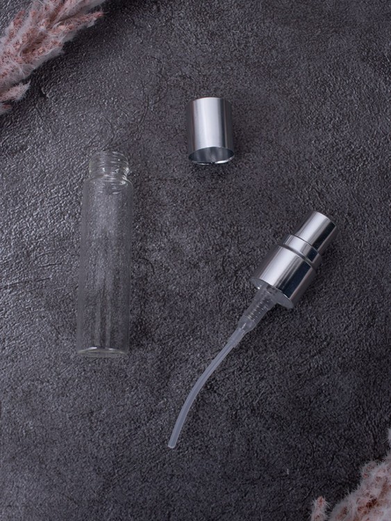 Атомайзер 5мл СТЕКЛО МЕТАЛИЧЕСКИЙ спрей СЕРЕБРО 