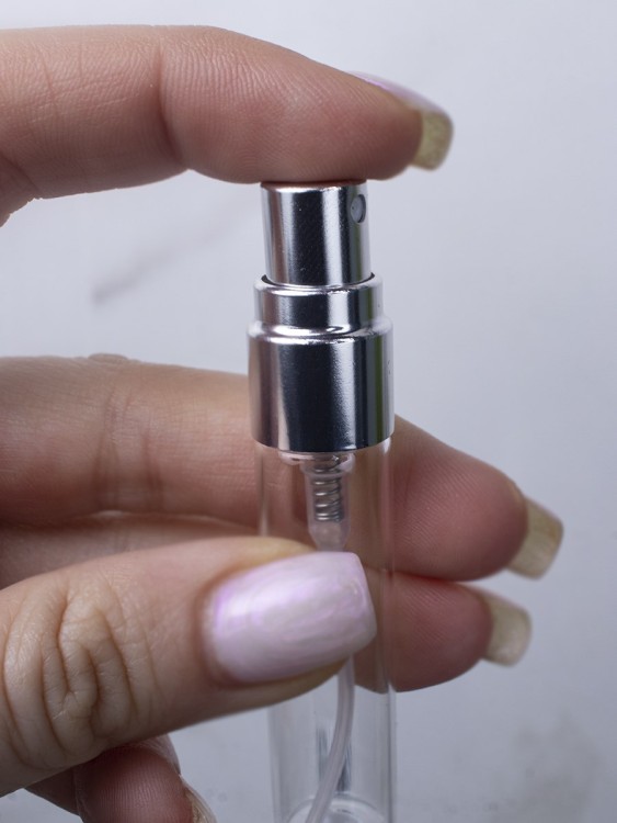 Атомайзер 5мл СТЕКЛО МЕТАЛИЧЕСКИЙ спрей СЕРЕБРО 