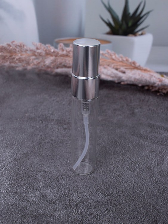 Атомайзер 5мл СТЕКЛО МЕТАЛИЧЕСКИЙ спрей СЕРЕБРО 