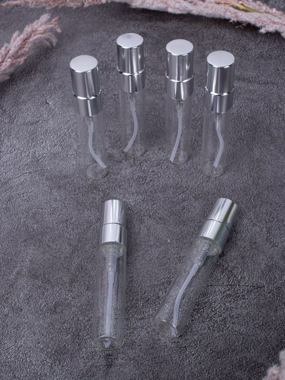 Атомайзер 5мл СТЕКЛО МЕТАЛИЧЕСКИЙ спрей СЕРЕБРО 