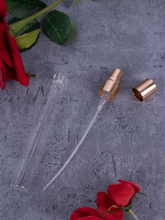 Атомайзер 10мл стекло металлические крышки золотой спрей 