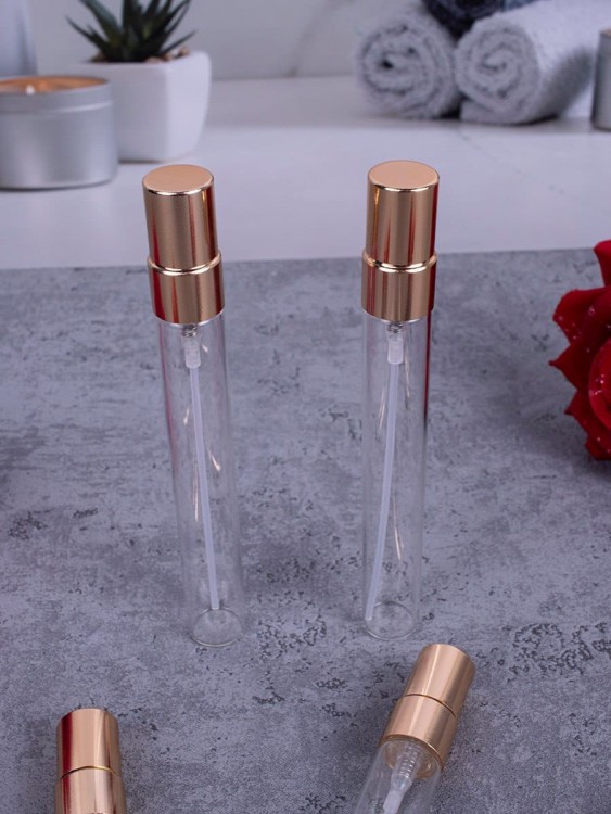 Атомайзер 10мл стекло металлические крышки золотой спрей 