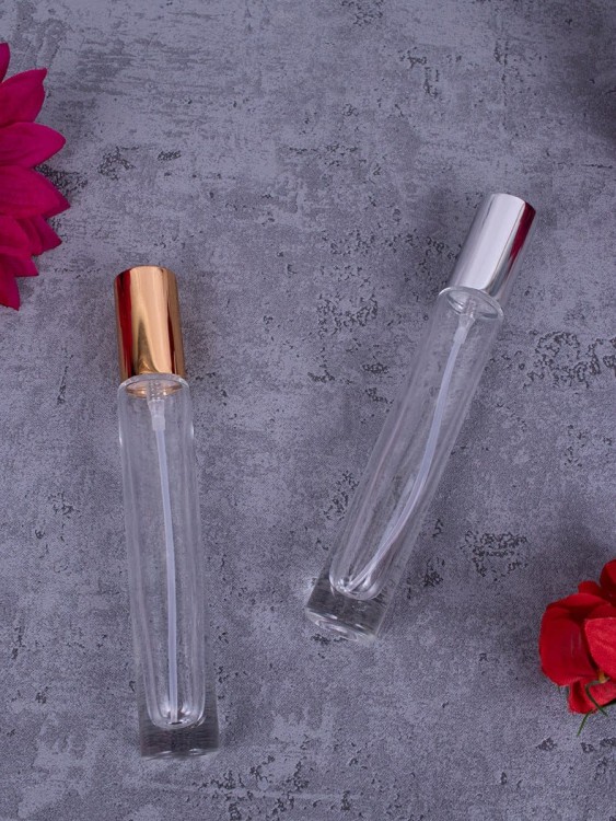 Флакон стекло круглый длинный 10 мл золото спрей металл