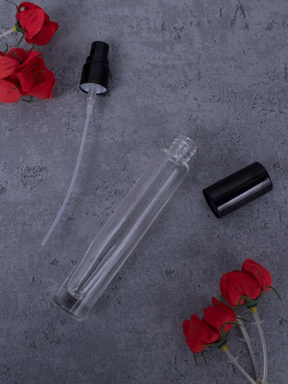 Флакон стекло круглый длинный 10 мл черный спрей металл