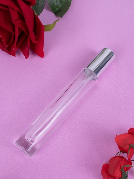 Флакон стекло круглый длинный 10 мл серебро спрей металл