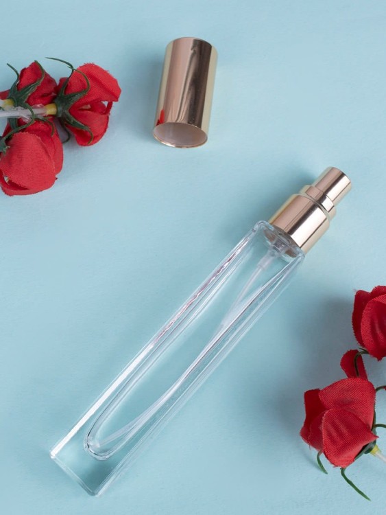 Флакон стекло квадрат 10 мл золото спрей металл 