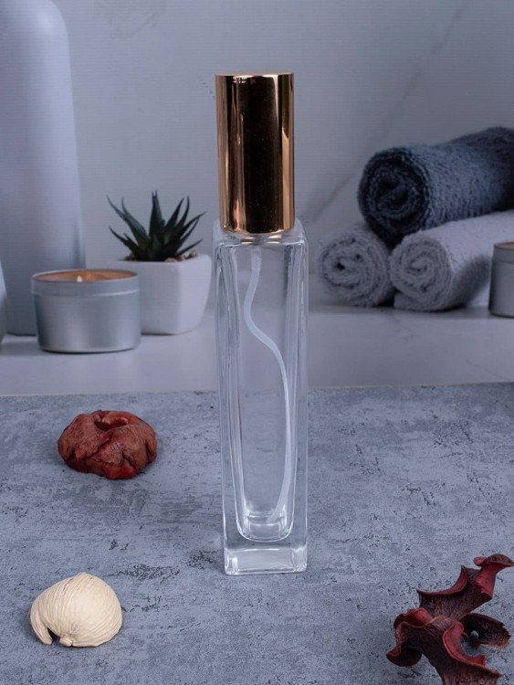 Флакон стекло квадрат 10 мл золото спрей металл 