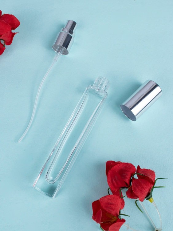 Флакон стекло квадрат 10 мл серебро спрей металл 