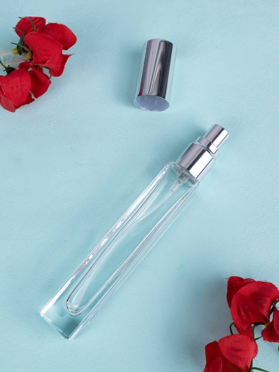 Флакон стекло квадрат 10 мл серебро спрей металл 