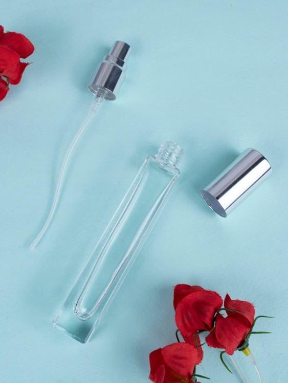 Флакон стекло квадрат 10 мл серебро спрей металл 