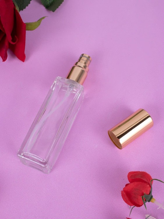 Флакон стекло квадрат 20 мл золото спрей металл  