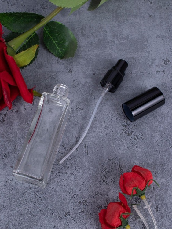 Флакон стекло квадрат 20 мл черный спрей металл  