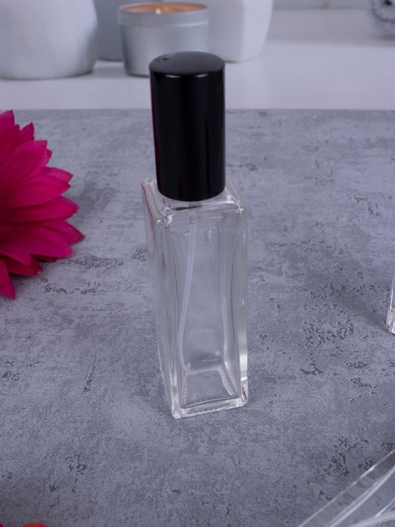 Флакон стекло квадрат 20 мл черный спрей металл  