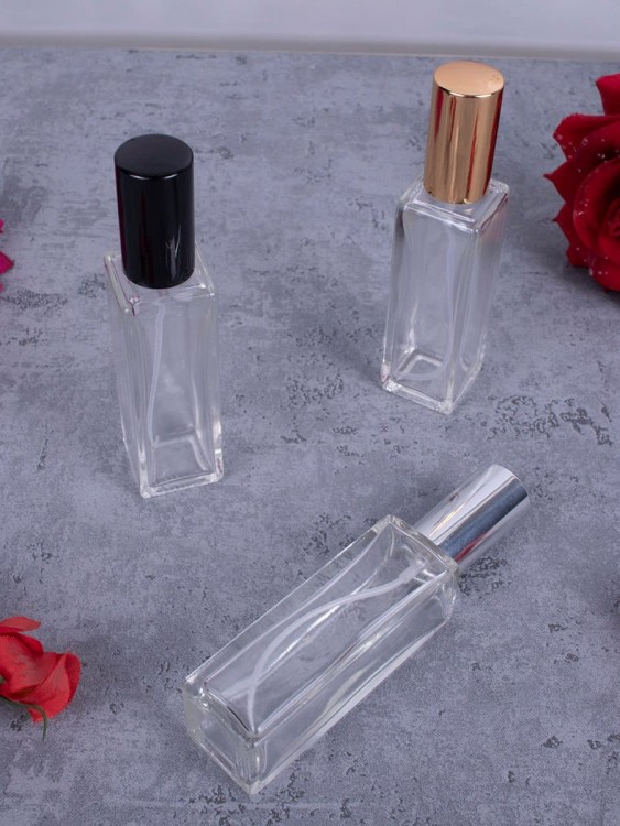 Флакон стекло квадрат 20 мл черный спрей металл  