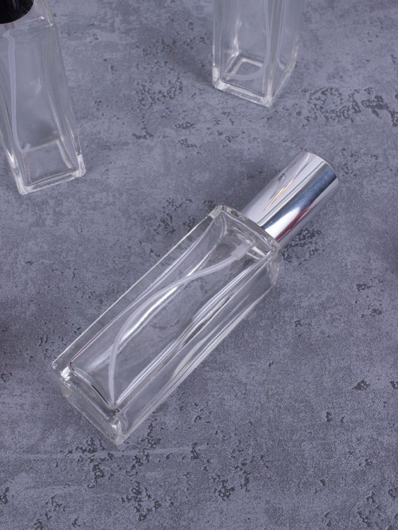 Флакон стекло квадрат 20 мл серебро спрей металл  