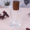 Флаконы 50мл стекло спрей квадрат дерево крышка ТЕМНАЯ