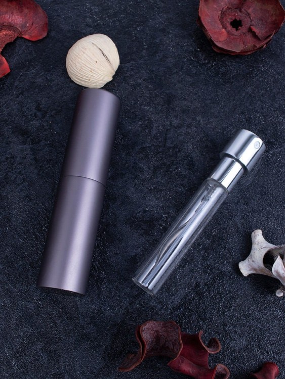 Атомайзер 5 мл металл темно-серый с серебром ПОМАДКА 