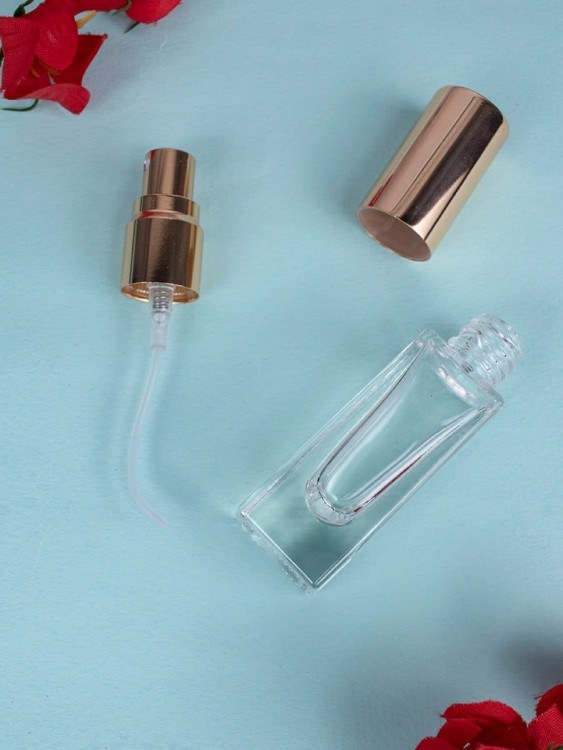 Флакон 5 мл стекло ЗОЛОТО спрей КВАДРАТ 